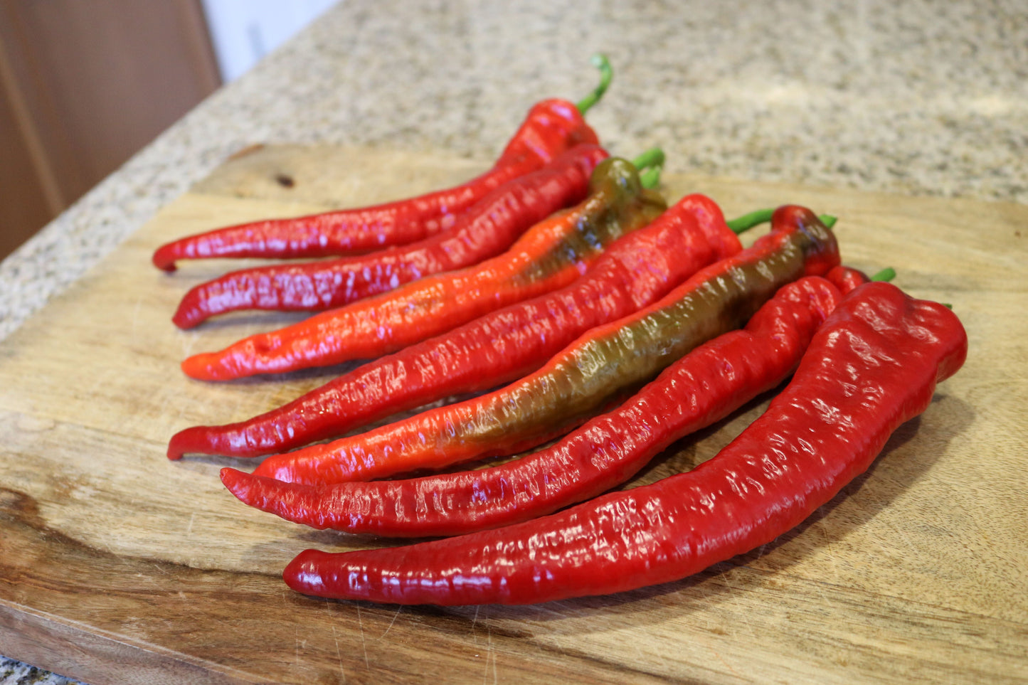 Packet of Seeds 'n Such Mesilla Hybrid Pepper Seeds showing 10 seeds in a colorful packet.