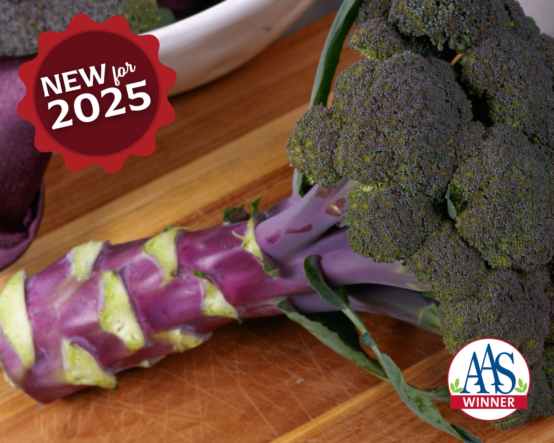 Purple Magic Hybrid Broccoli Seeds packet by Seeds 'n Such, showing 30 seeds in vibrant purple packaging.