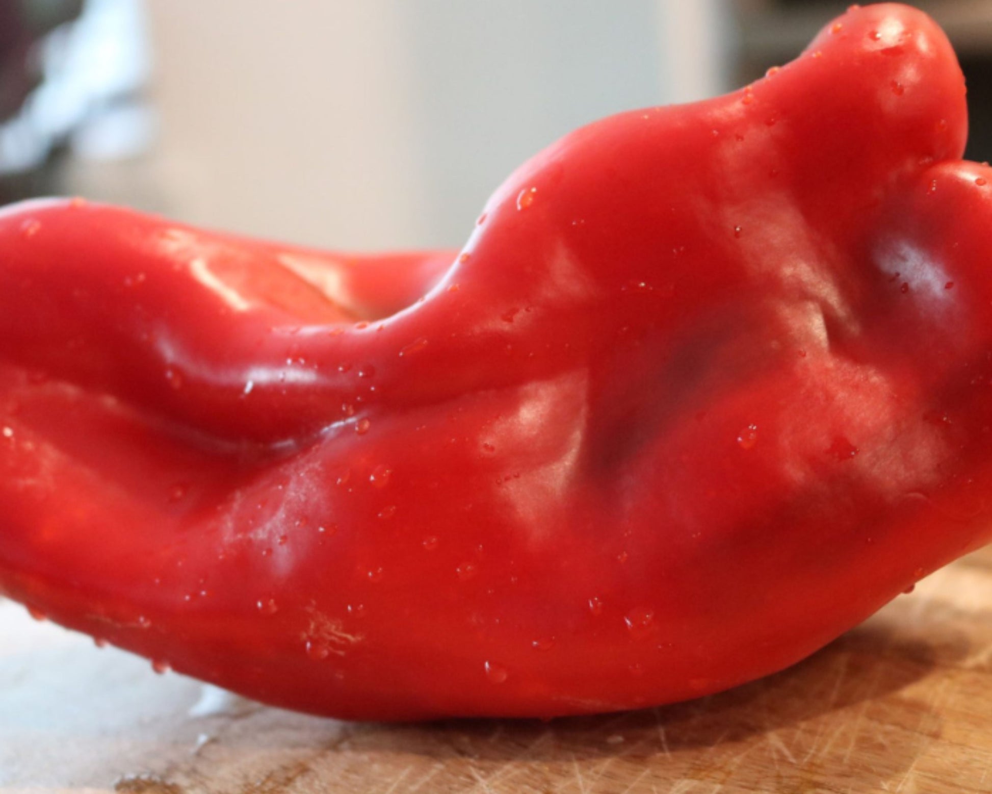 Bulk Red Impact Hybrid Pepper Seeds by Seeds 'n Such, close-up of vibrant red pepper seeds in a packet.