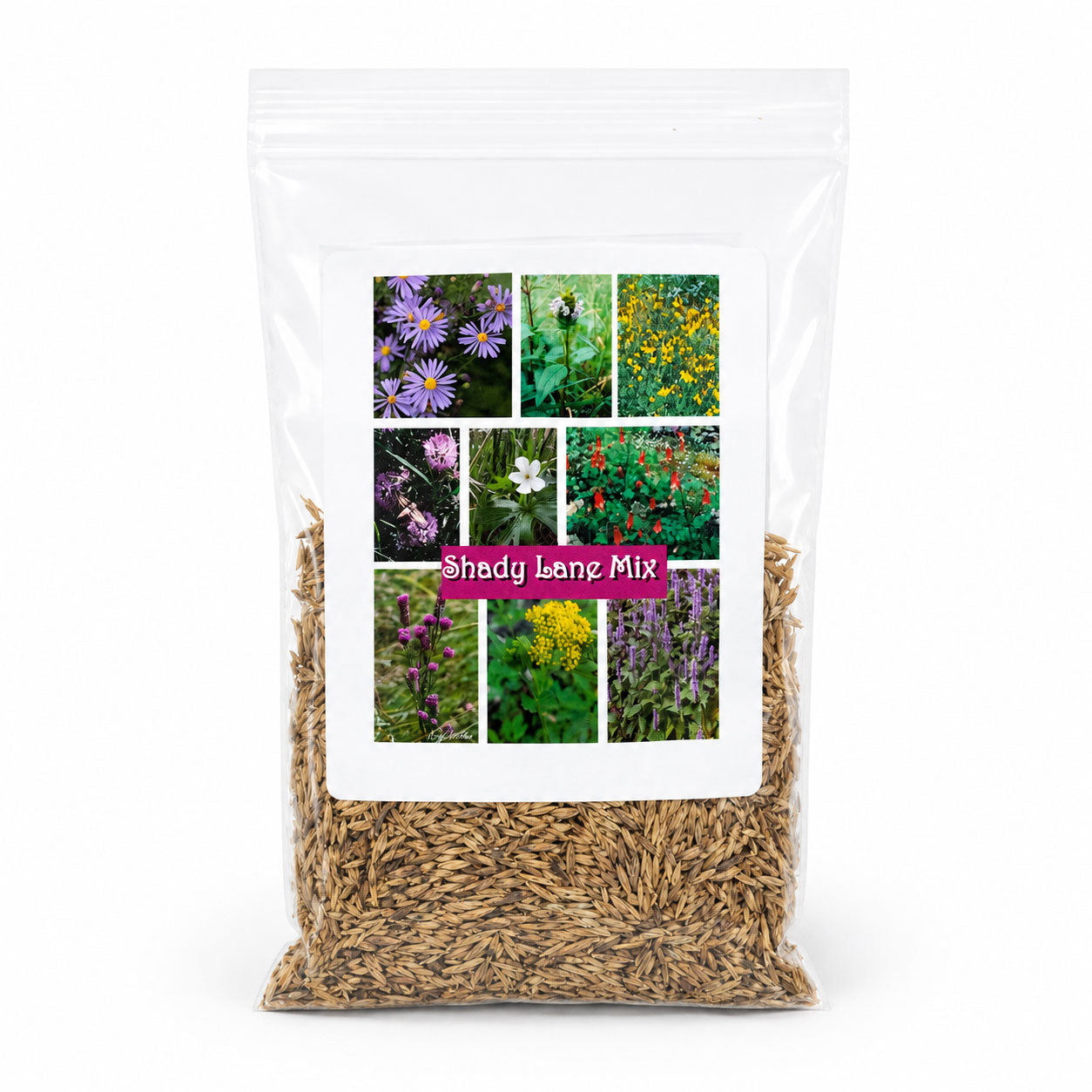 Shady Lane Native Wildflower Seed Mix in 2.88 oz package, featuring colorful prairie wildflowers for home and garden planting.
