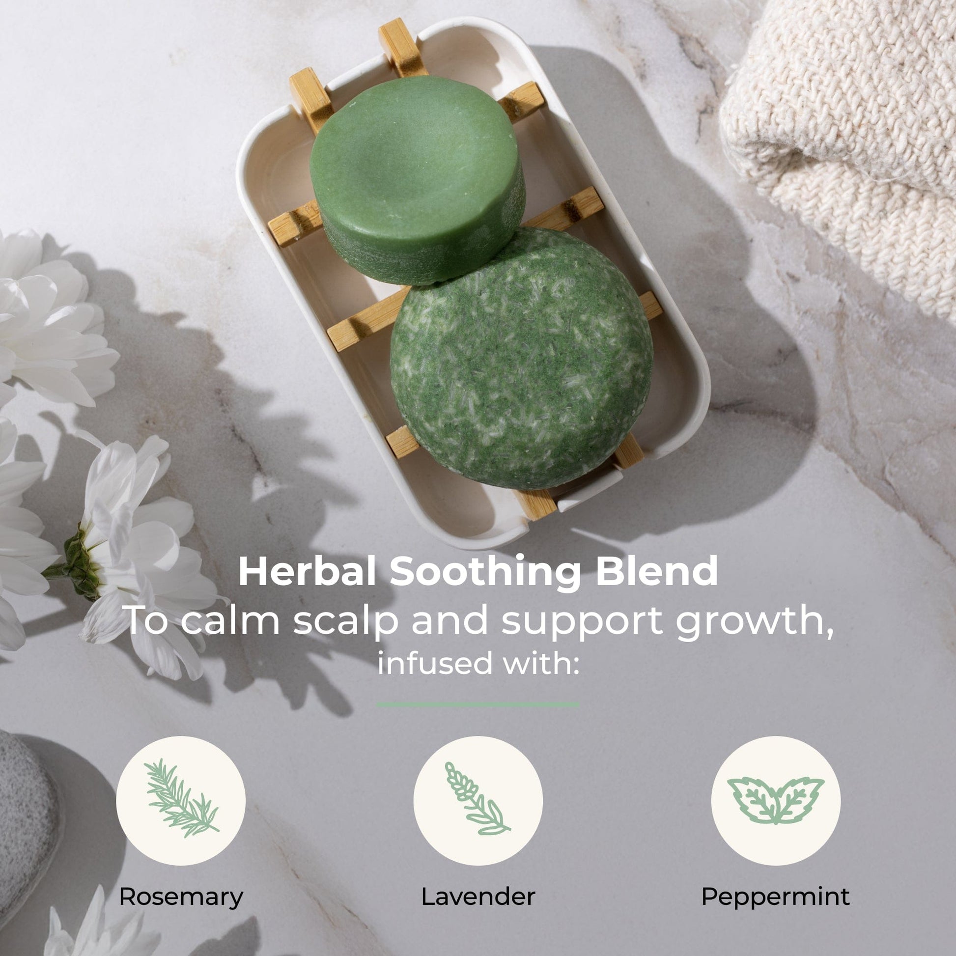 ZeroWasteStore.com shampoo and conditioner bar duo with Bloom scent, featuring castor oil, in eco-friendly packaging.