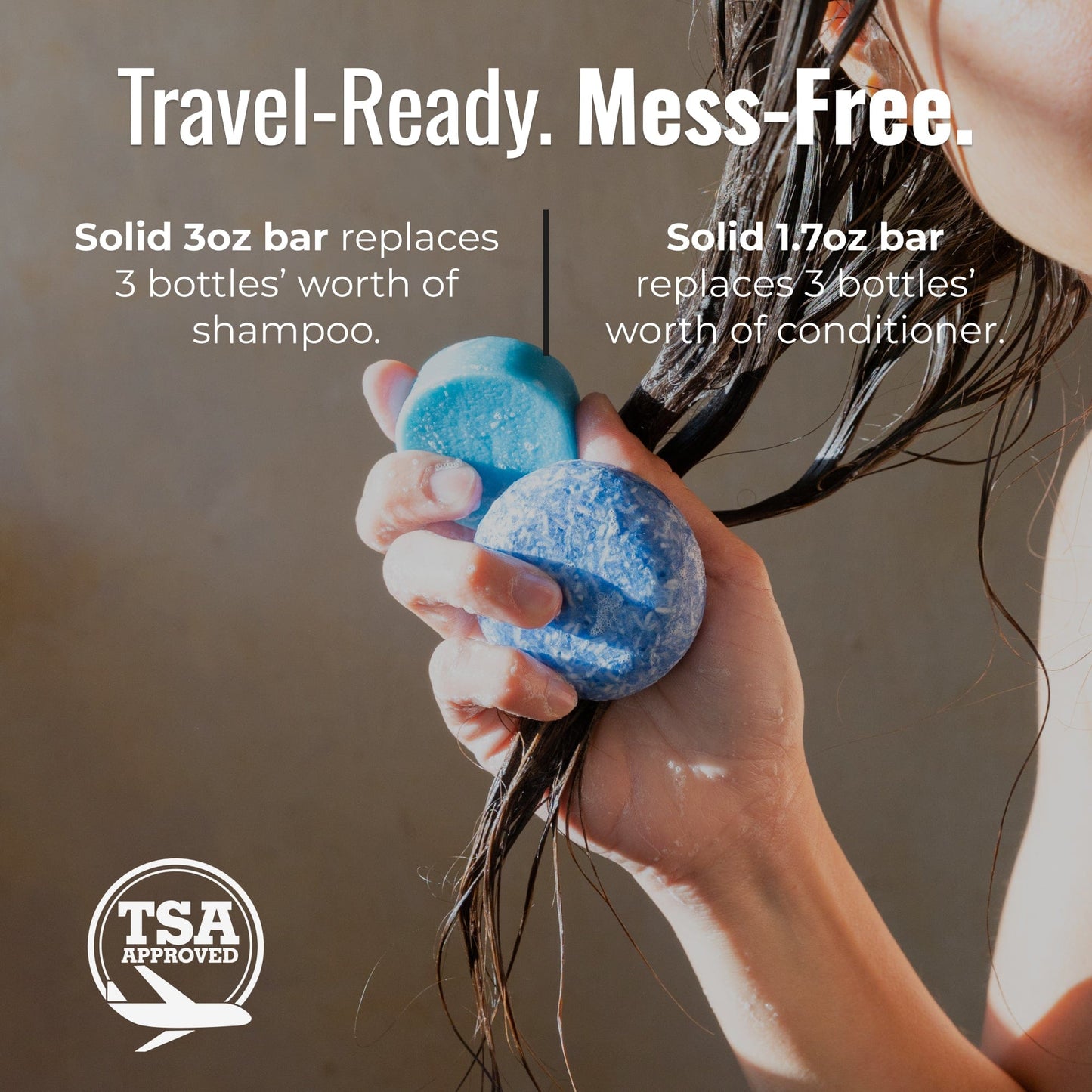 ZeroWasteStore.com shampoo and conditioner bar duo in cobalt packaging, eco-friendly hair care set with natural ingredients.