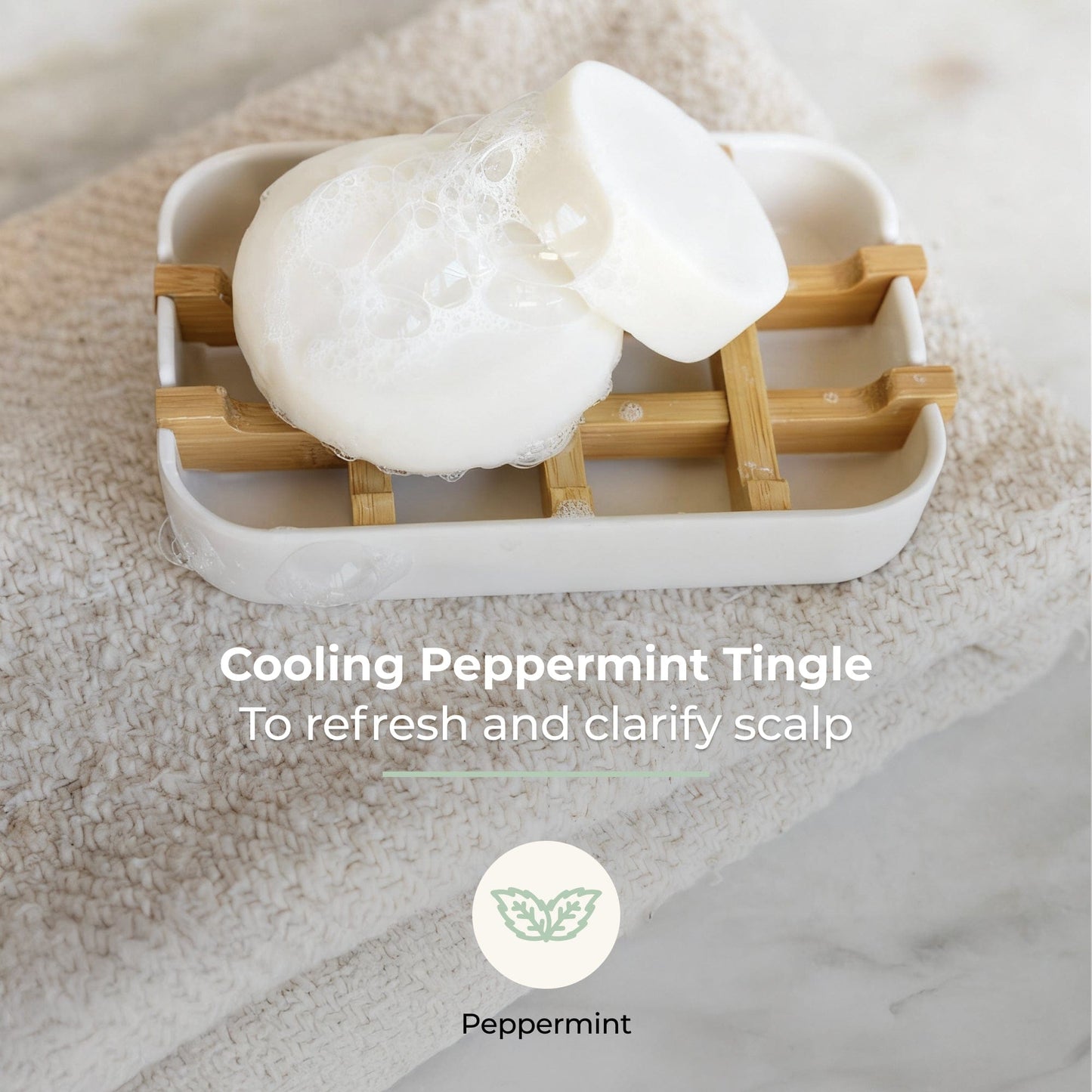ZeroWasteStore peppermint breeze shampoo and conditioner bar duo set, natural hair care products with refreshing scent