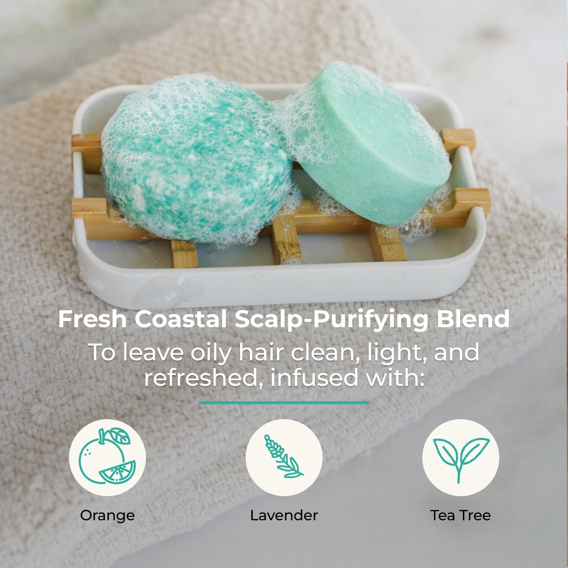 Seaside scent shampoo and conditioner bar duo from ZeroWasteStore.com, eco-friendly hair care set with natural ingredients.