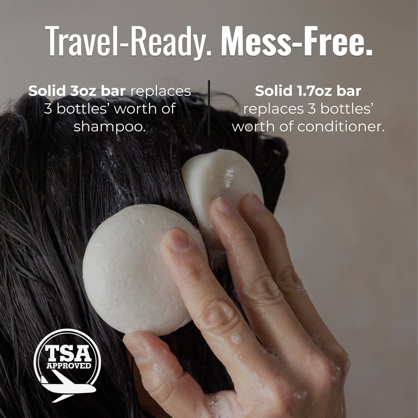 ZeroWasteStore.com shampoo and conditioner bar duo in unscented, eco-friendly set with natural, solid hair care products.