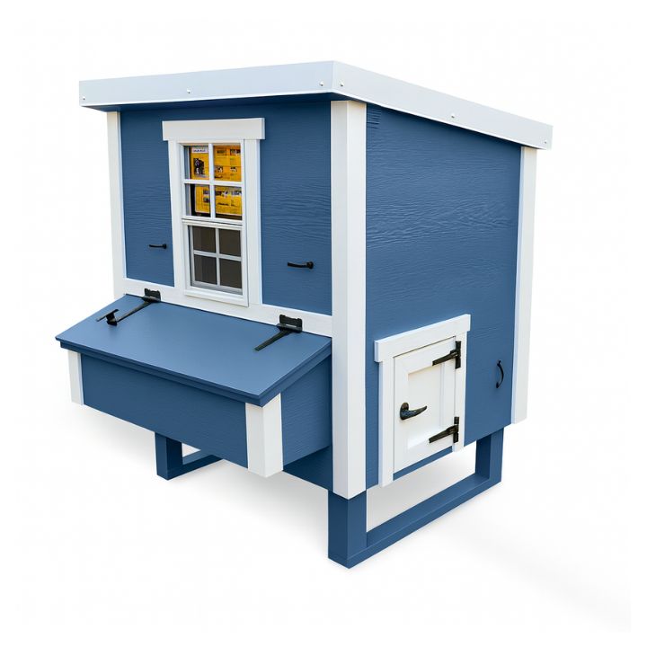 OverEZ Medium Chicken Coop designed for up to 10 chickens, featuring a sturdy wooden structure and secure door.