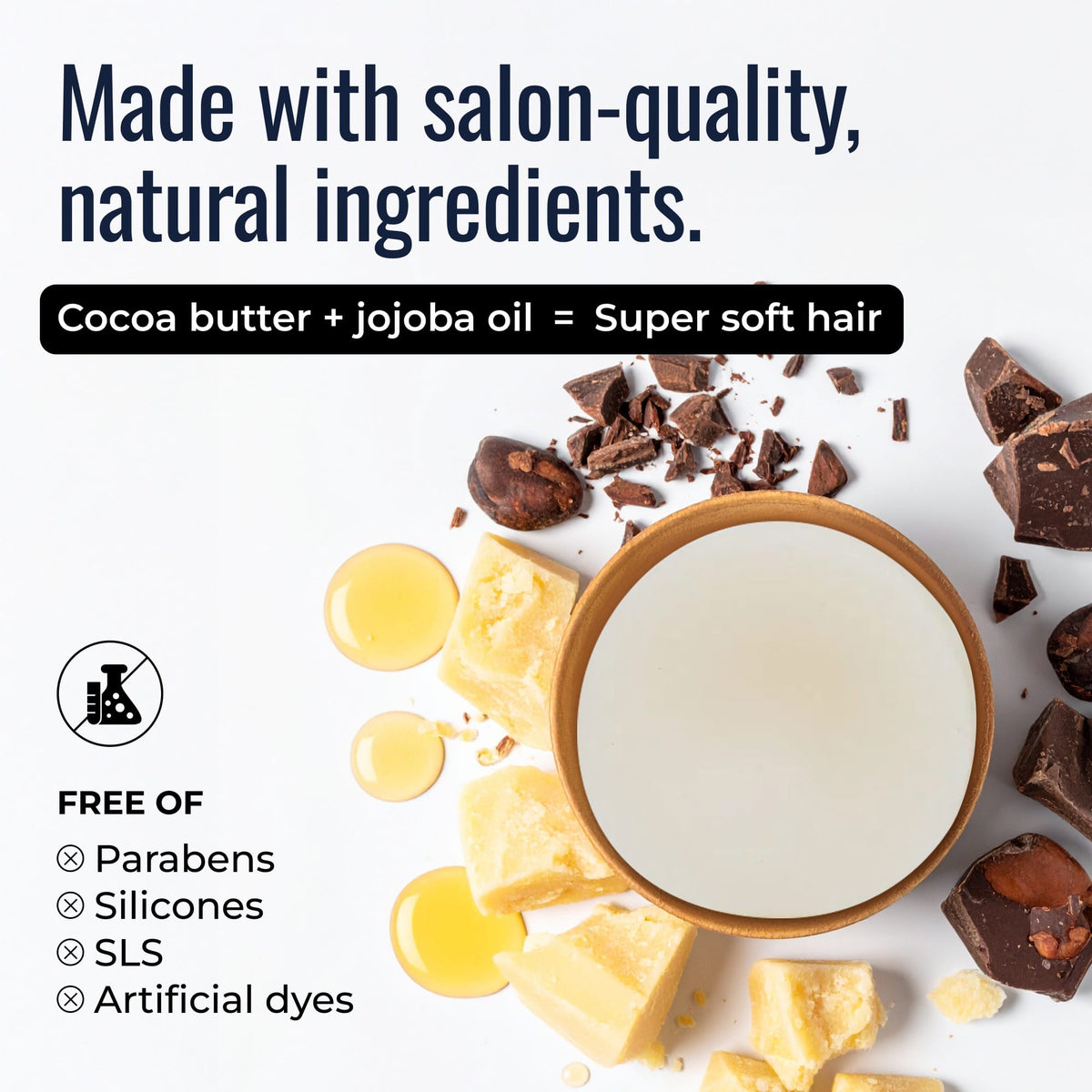 Simply Unscented Conditioner Bar from ZeroWasteStore.com, natural ingredients with cocoa butter and jojoba oil for nourishing hair.
