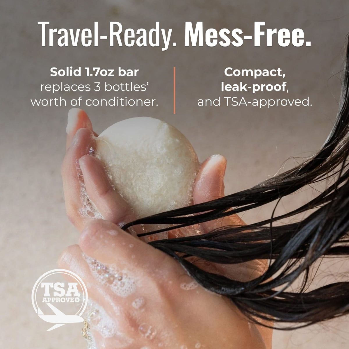 Travel-size Simply Unscented Conditioner Bar from ZeroWasteStore.com, eco-friendly conditioner block for sustainable hair care.