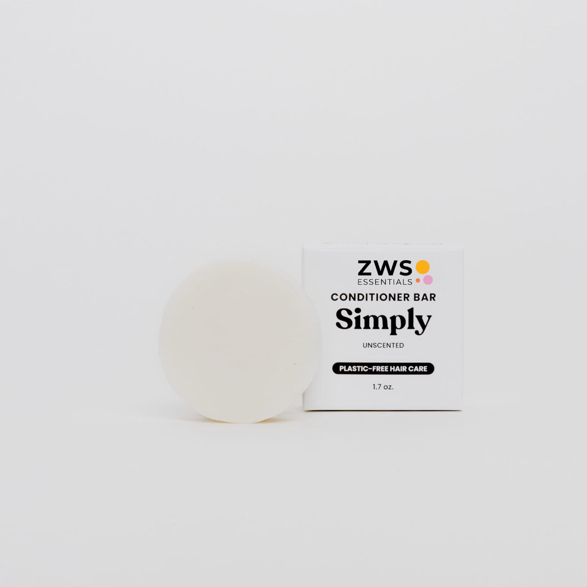 Simply Unscented Conditioner Bar from ZeroWasteStore.com, natural conditioner with a solid bar form and minimal packaging.