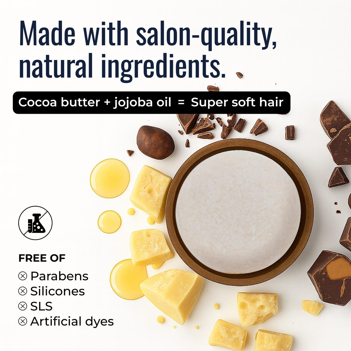 Simply Unscented shampoo bar from ZeroWasteStore.com with natural ingredients like cocoa butter and jojoba oil.