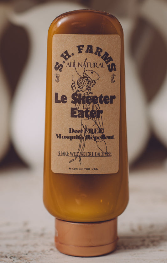 Le Skeeter Eater organic mosquito repellent lotion by Sweet Harvest Farms, DEET-free with botanical ingredients for outdoor protection.