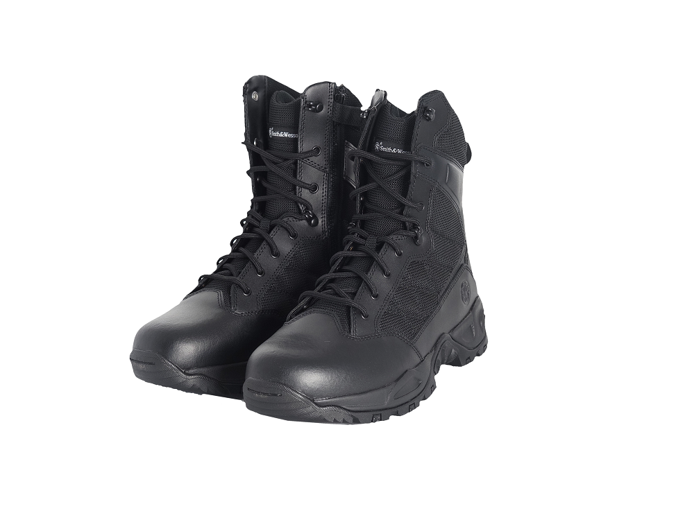 Smith & Wesson Scout Hot Weather 8-inch side zip footwear with polishable toe for durable outdoor wear.