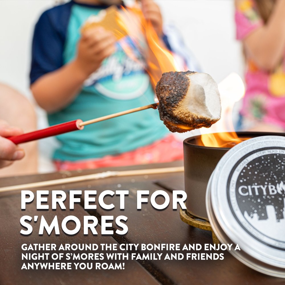 City Bonfires S'mores Night Pack outdoors kit with marshmallows, chocolate, and graham crackers for camping and outdoor gatherings.