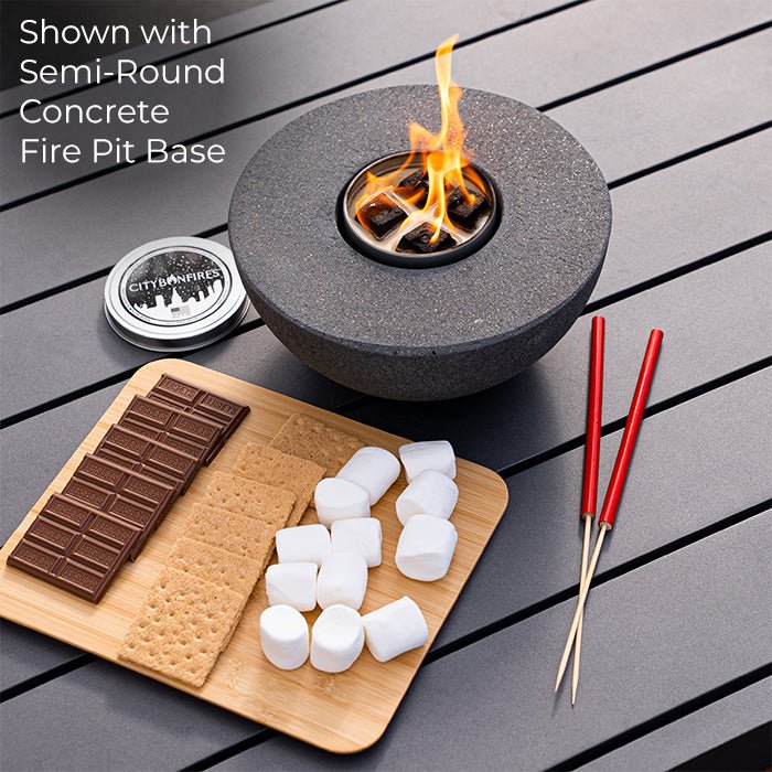 City Bonfires S'mores Night Pack for outdoor camping, includes marshmallows, chocolate, graham crackers, and roasting sticks.
