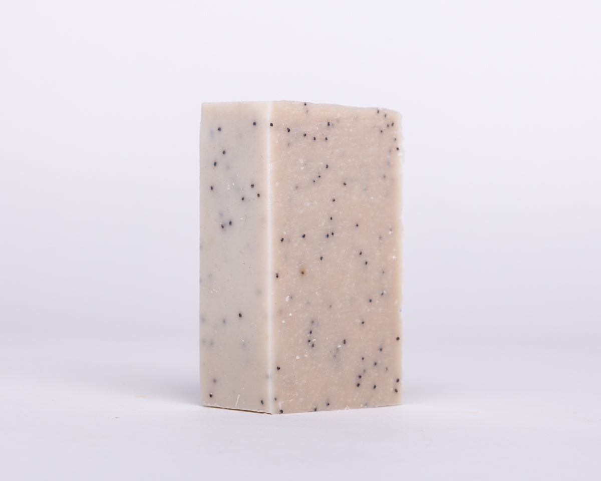 Bar of Soap for Sinners with salt, seaweed, and eucalyptus, showcasing natural ingredients and textured soap surface.