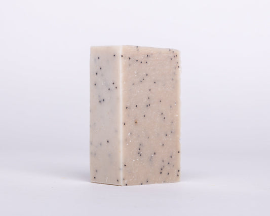 Bar of Soap for Sinners with salt, seaweed, and eucalyptus, showing a natural, textured soap bar with herbal ingredients.