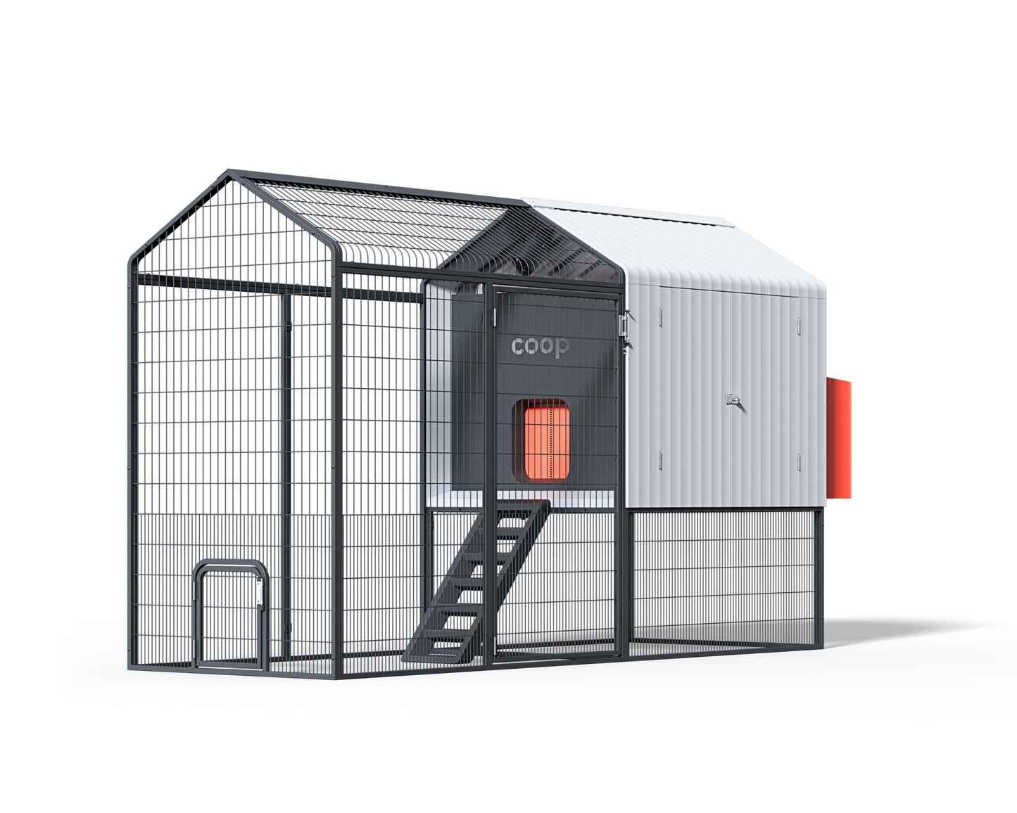 Steel Run for The Smart Coop chicken coop, durable metal enclosure with secure fencing for poultry outdoor exercise area.