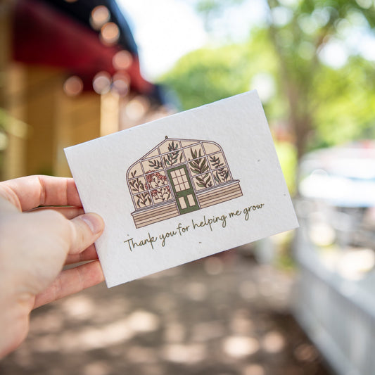Still Magnolia thank you for helping me grow plantable seed card featuring floral design and eco-friendly paper.