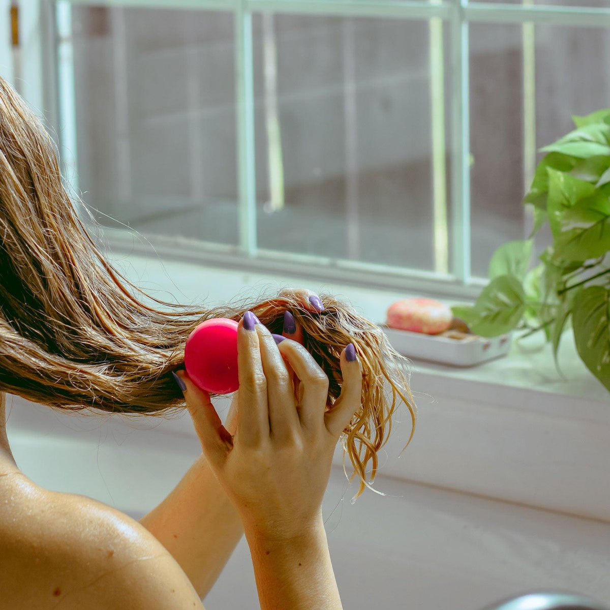 ZeroWasteStore.com conditioner bar with suds, 1.7oz, showcasing natural packaging and multiple scent options for eco-friendly hair care.