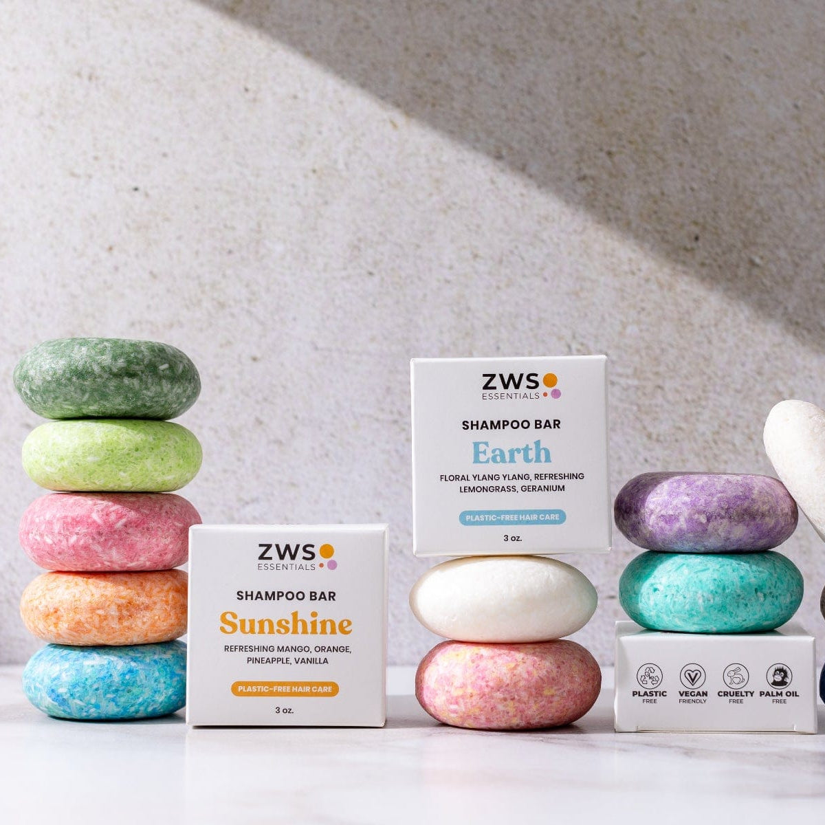Eco-friendly shampoo bar with suds from ZeroWasteStore.com, showcasing a natural solid shampoo for sustainable hair care.
