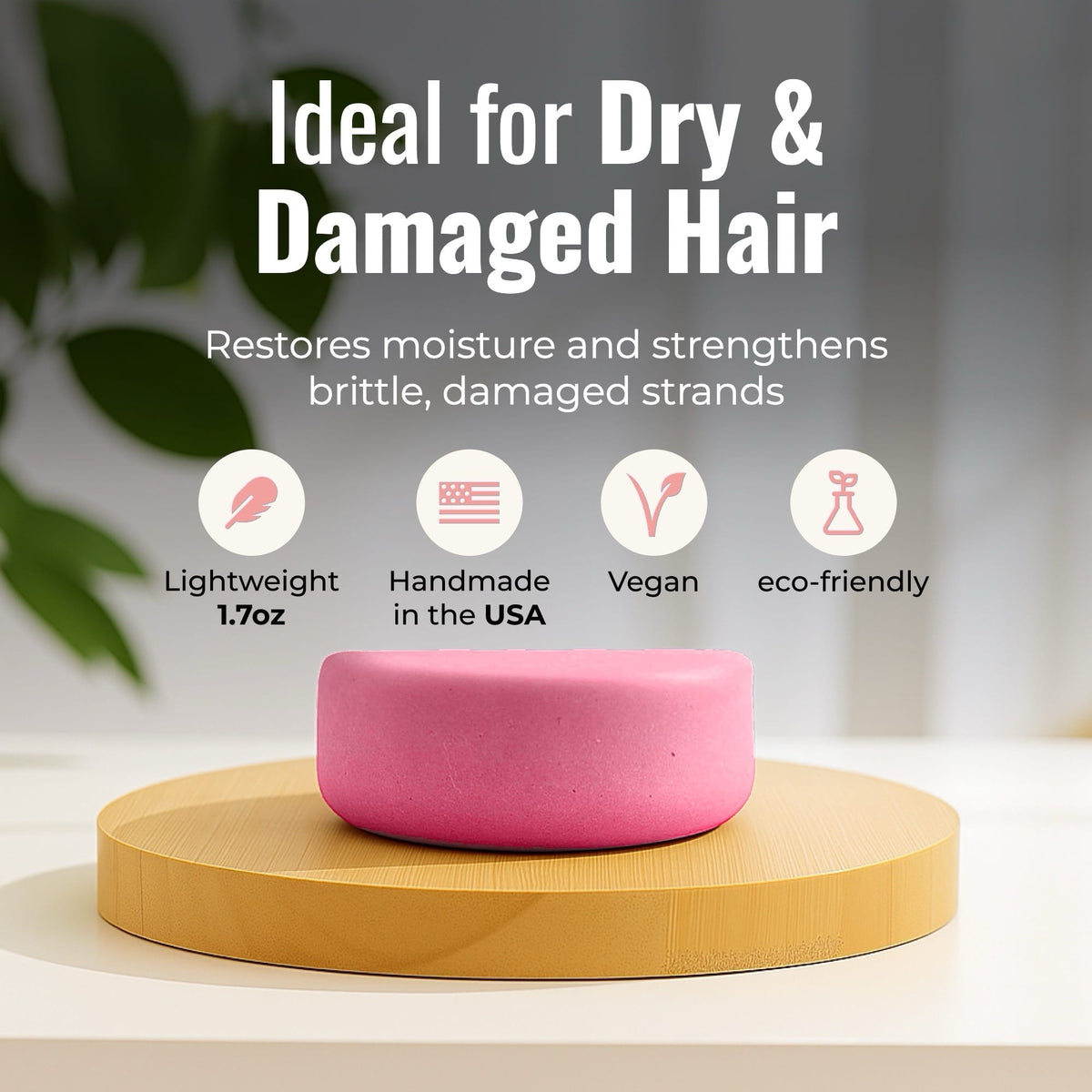 Sunkissed conditioner bar for dry, damaged hair by ZeroWasteStore.com, showing a natural, eco-friendly solid conditioner bar.