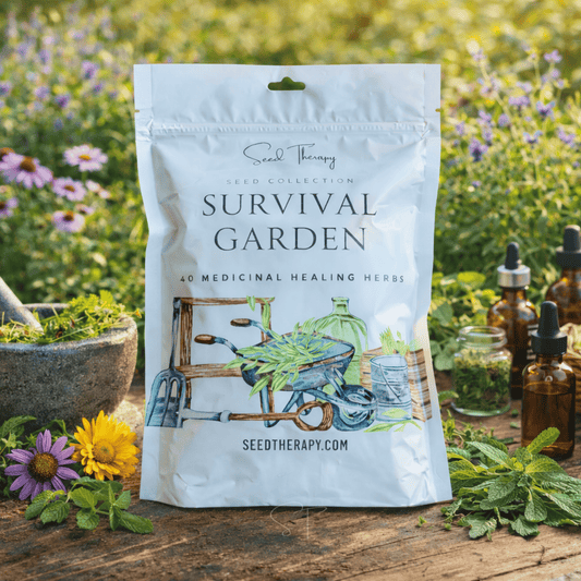 Packet of Southern Seeds Survival Medicinal Herb Garden seeds with 40 essential herb varieties for medicinal planting.