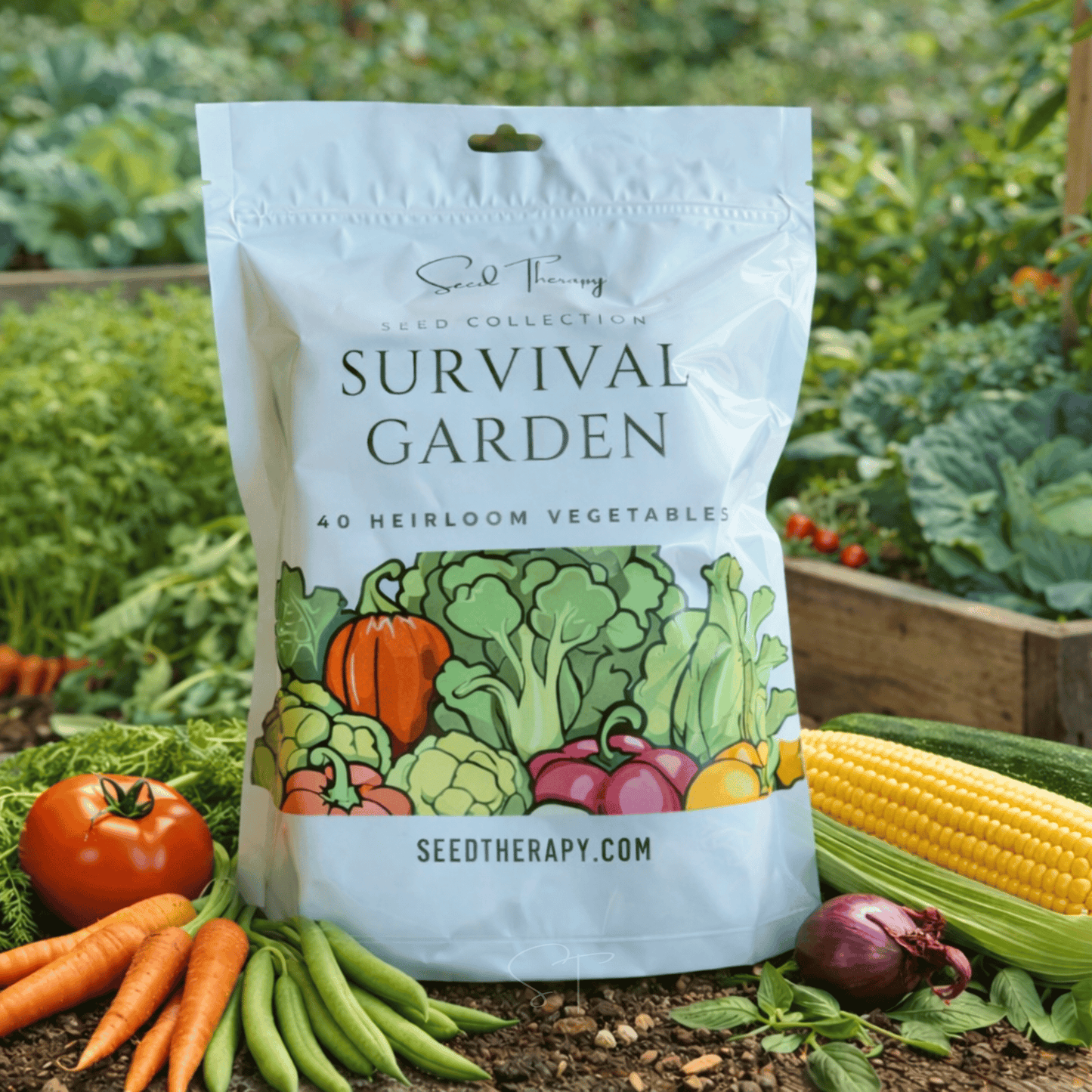 Packet of Southern Seeds Survival Vegetable Garden seeds with 40 essential vegetable crop varieties for gardening.
