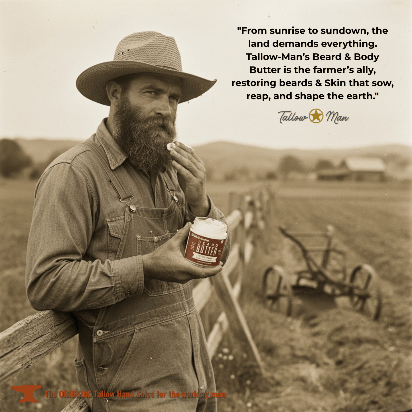 Lady May Tallow beard and body butter for men, natural tallow-based cream for nourishing facial hair and skin care.