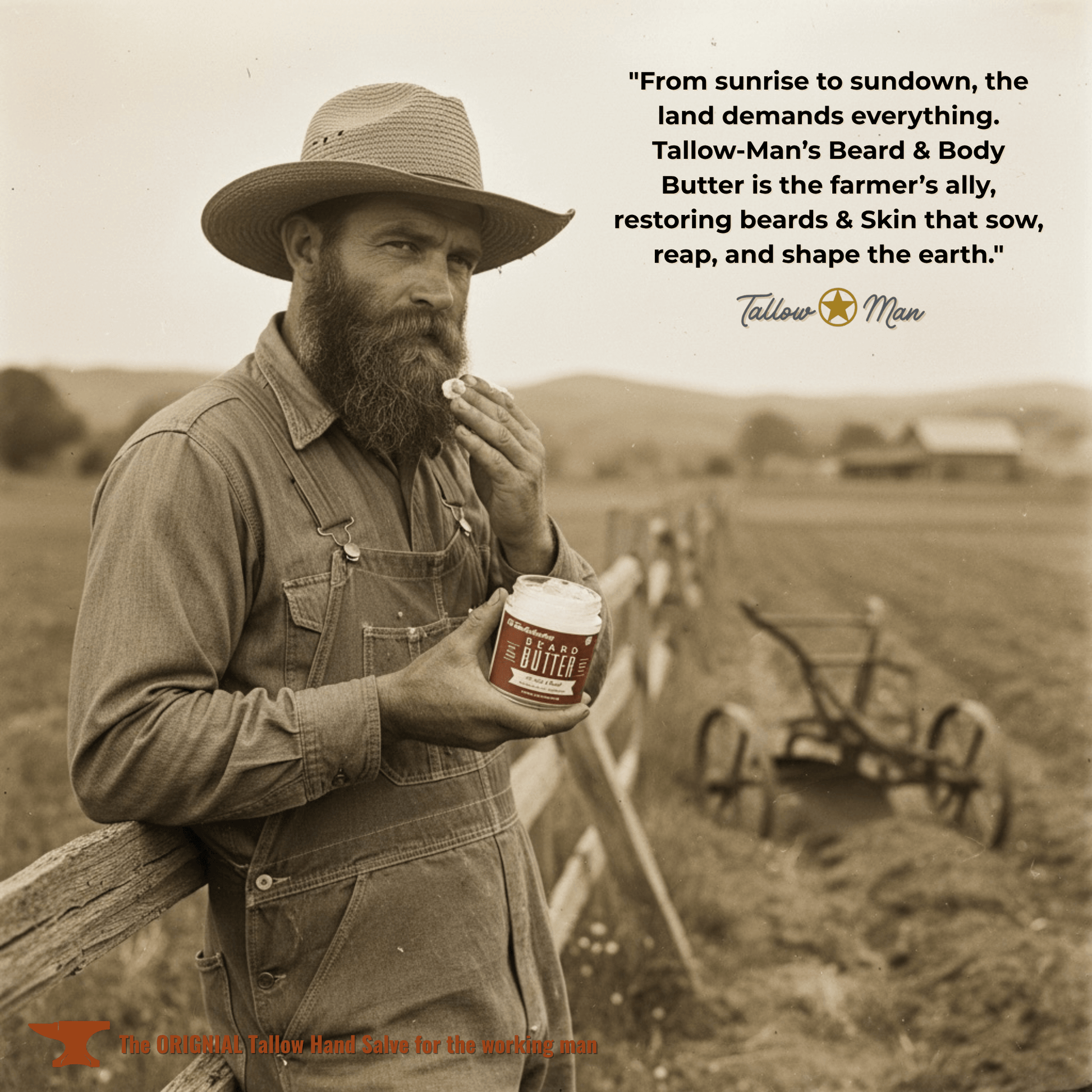 Lady May Tallow beard and body butter for men, natural tallow-based cream for nourishing facial hair and skin care.
