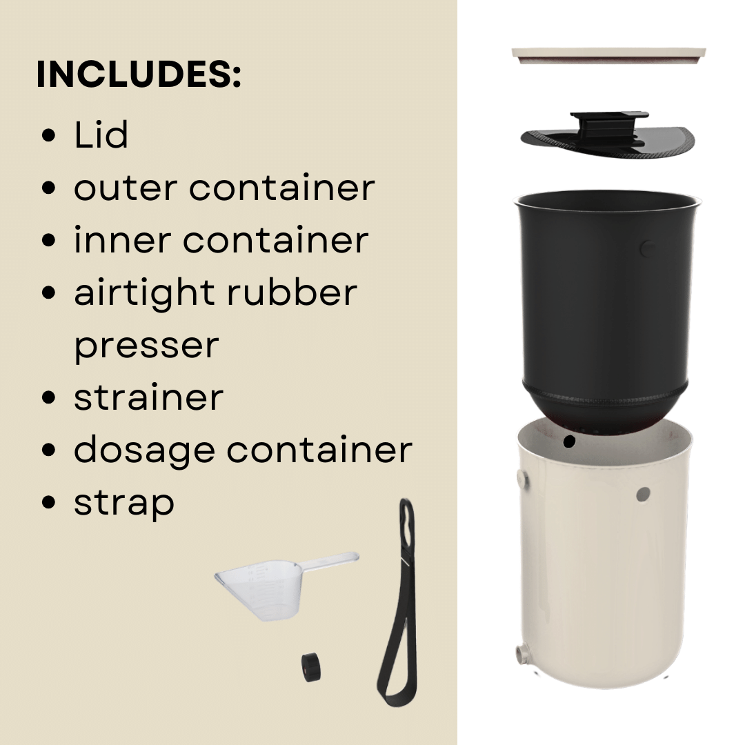 TeraGanix Bokashi Kitchen Compost Bin 2.5-gallon for indoor food waste fermentation with EM Bokashi bran.