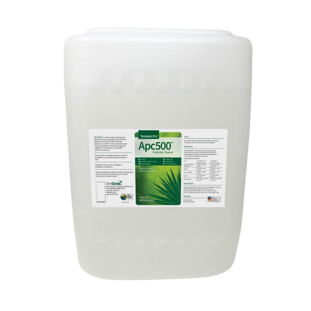 TeraGanix APC500 all-purpose cleaning product in a 32oz bottle, non-toxic household cleaning supplies for various surfaces.