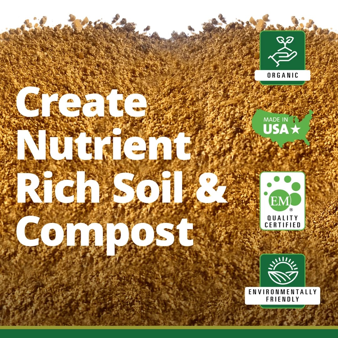 EM Premium Bokashi Bran from Teraganix Wholesale, 2 lb bag, showing organic fermented microbial bran for composting and soil health.