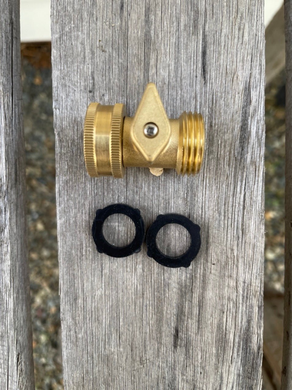 Brass hose connectors from The Celtic Farm Brass Hose Organization Bundle for gardening and hose management.