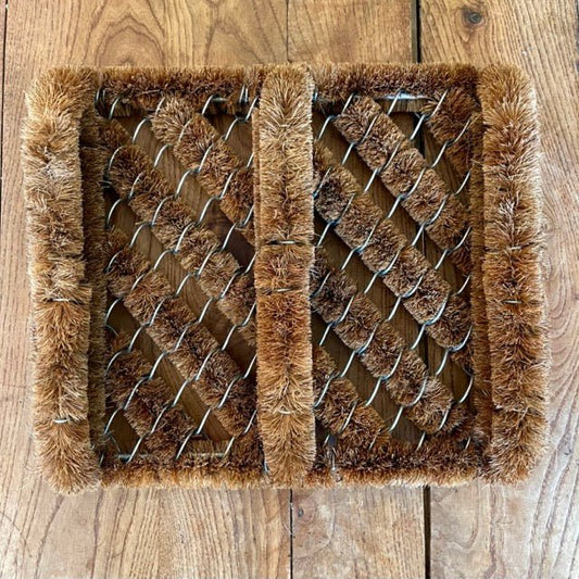 Celtic Farm coconut fiber door mat with boot scraper, durable outdoor door mat for cleaning shoes and preventing dirt entry.