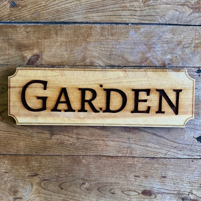 Handcrafted garden sign made in USA by The Celtic Farm, featuring durable American cedar wood with natural finish.