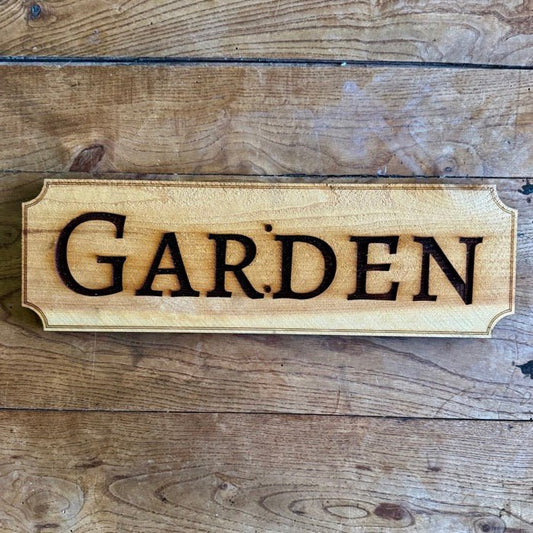 Handcrafted garden sign made in USA by The Celtic Farm, featuring durable American cedar wood with natural finish.