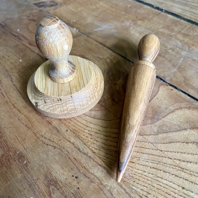 Garden gift set by The Celtic Farm with American hardwood seed and bed ruler, dibblers, pot tamper, and markers for gardening.
