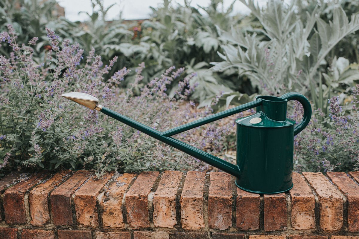 Green Haws Warley Fall watering can by The Celtic Farm, 2-gallon size, with a classic design for garden watering.