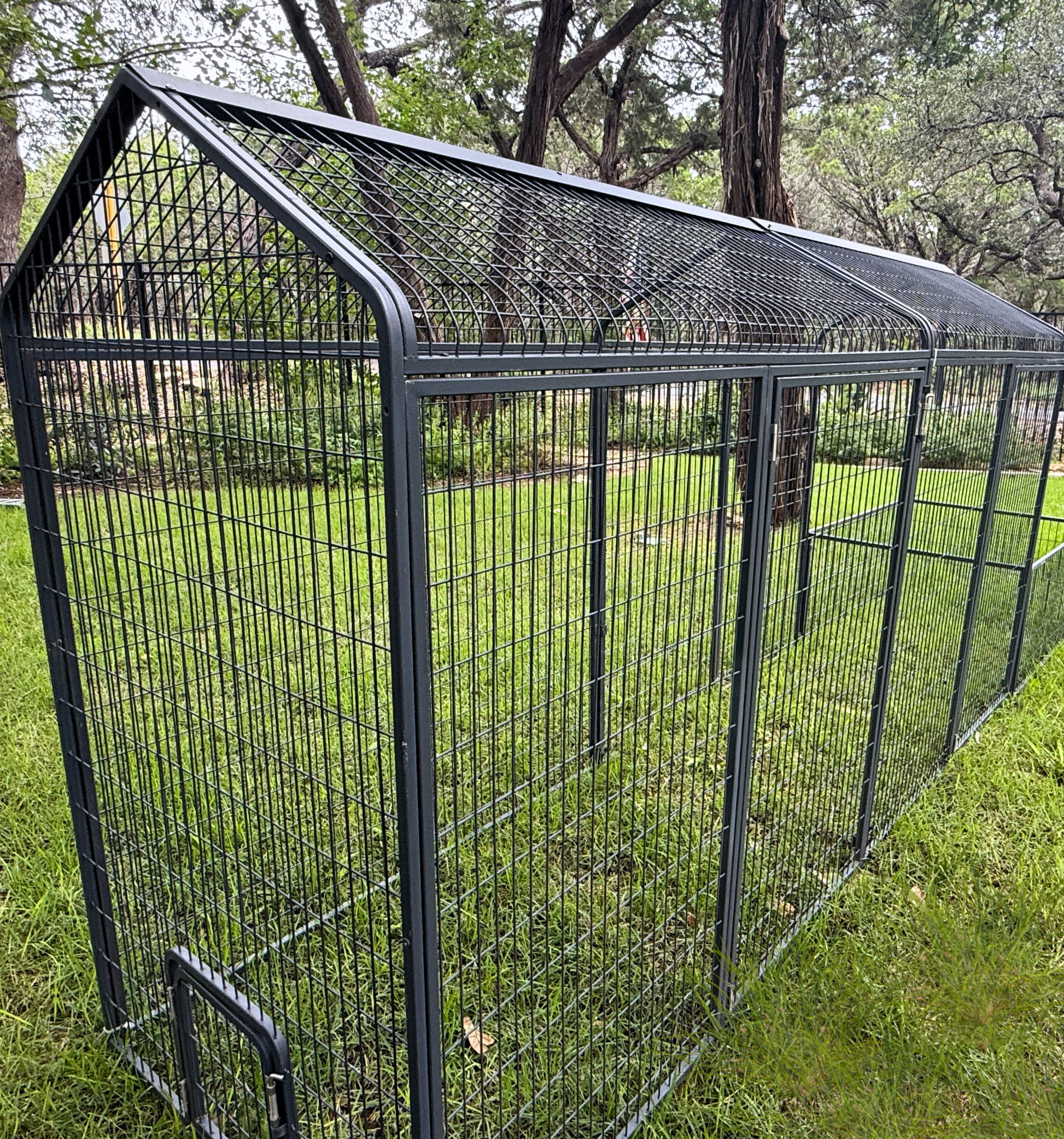 Extended Range Run Add-On for The Smart Coop chicken coop, showing the spacious outdoor enclosure for chickens.
