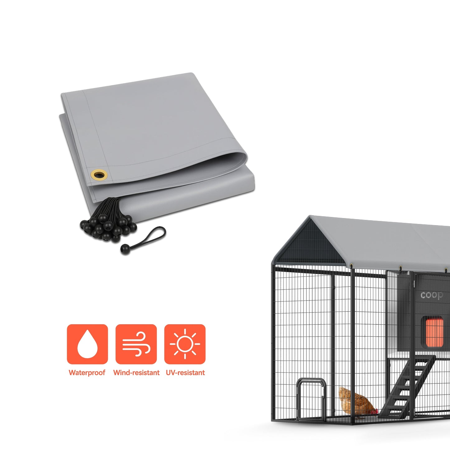 The Smart Coop Unlimited+ chicken coop with a spacious design, featuring ventilation and a door, shown in a backyard setting.