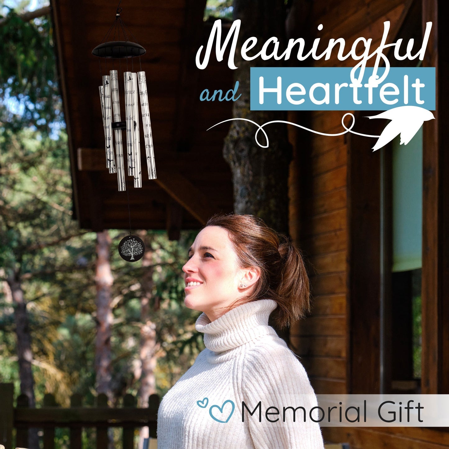 40-inch Serenity Memorial Wind Chimes by The Wind Chime Co, featuring graceful design and Amazing Grace scripture, ideal for reflection.