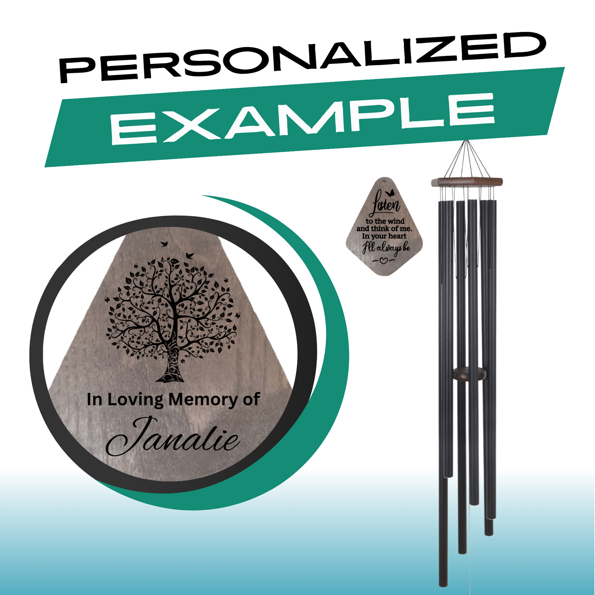 55-inch Serenity deep tone memorial wind chime with church bell design by The Wind Chime Co, perfect for reflection or special occasions.