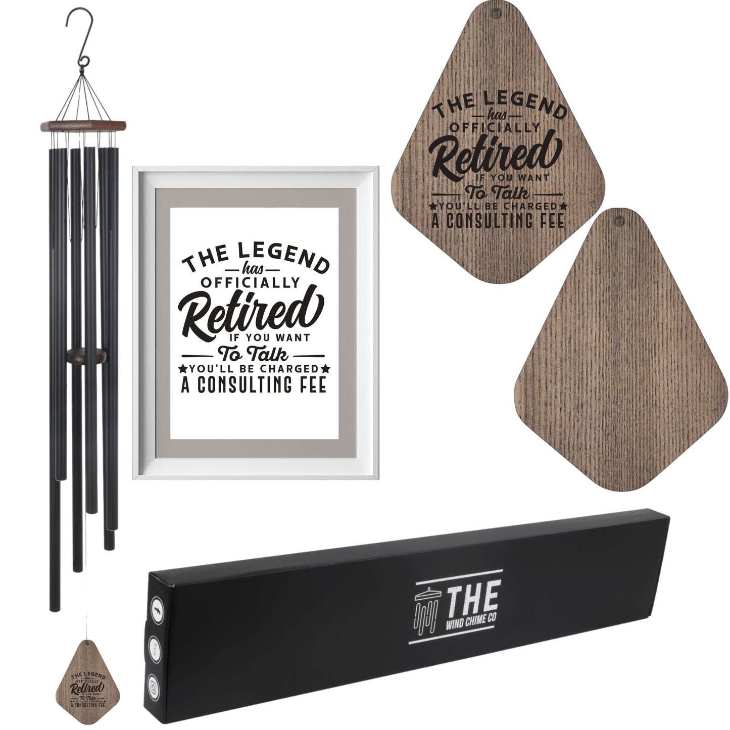 Large 55-inch deep tone memorial wind chime with church bell design by The Wind Chime Co, resting outdoors in natural light.