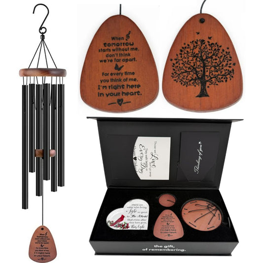 Serenity Memorial Wind Chimes gift bundle by The Wind Chime Co, includes a memorial heart and 32-inch chimes for home and garden.