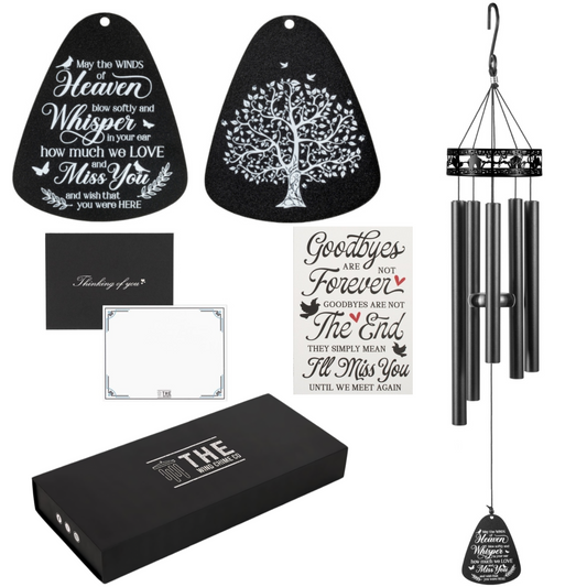 34-inch Serenity Family-Love Memorial Wind Chimes by The Wind Chime Co, featuring metal tubes and a heartfelt design for reflection.
