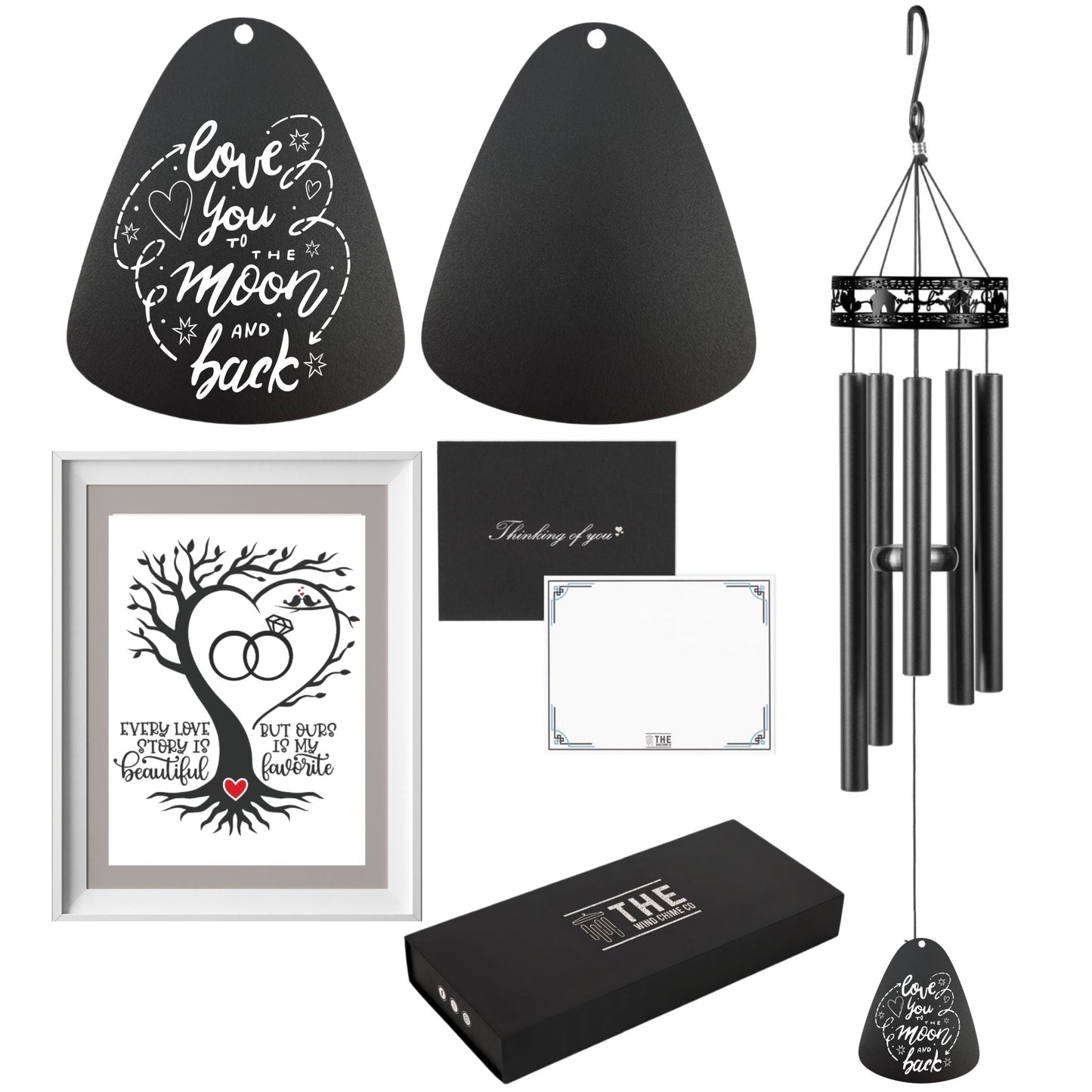 34-inch Serenity Family-Love Memorial Wind Chimes by The Wind Chime Co, featuring metal tubes and a heartfelt design for reflection.