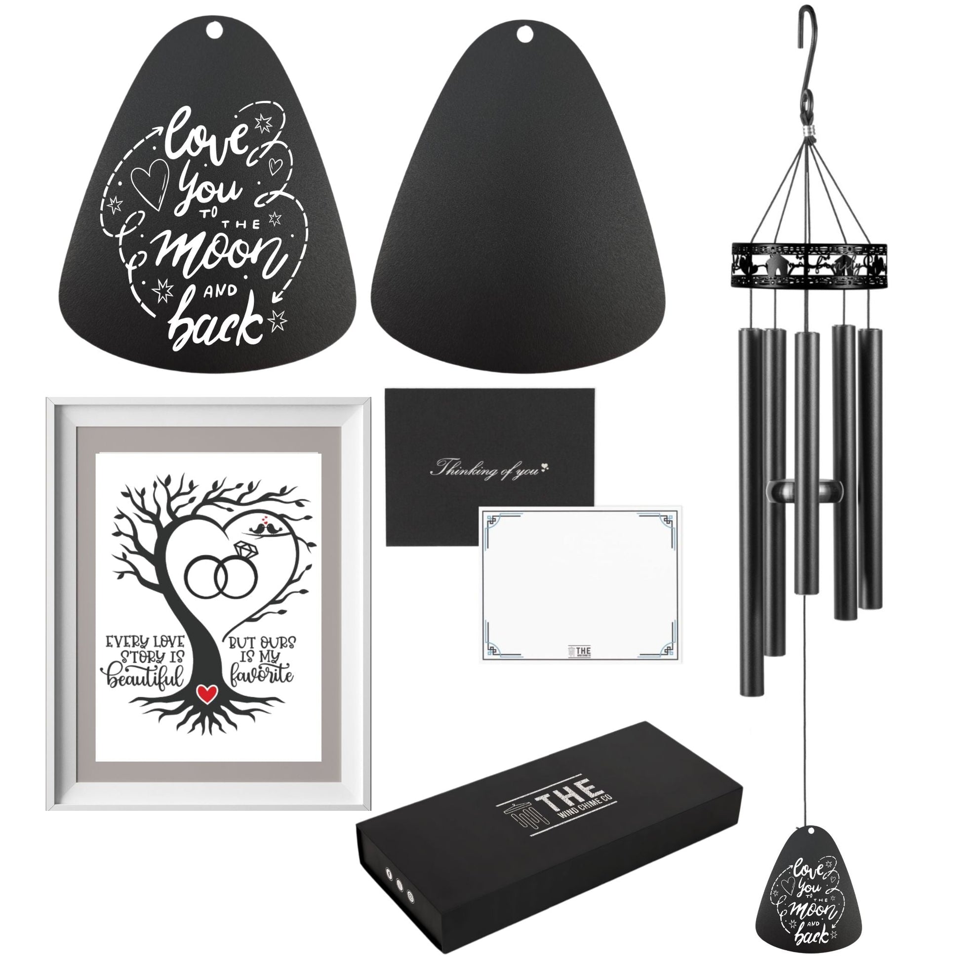 34-inch Serenity Family-Love Memorial Wind Chimes by The Wind Chime Co, featuring metal tubes and a heartfelt design for reflection.