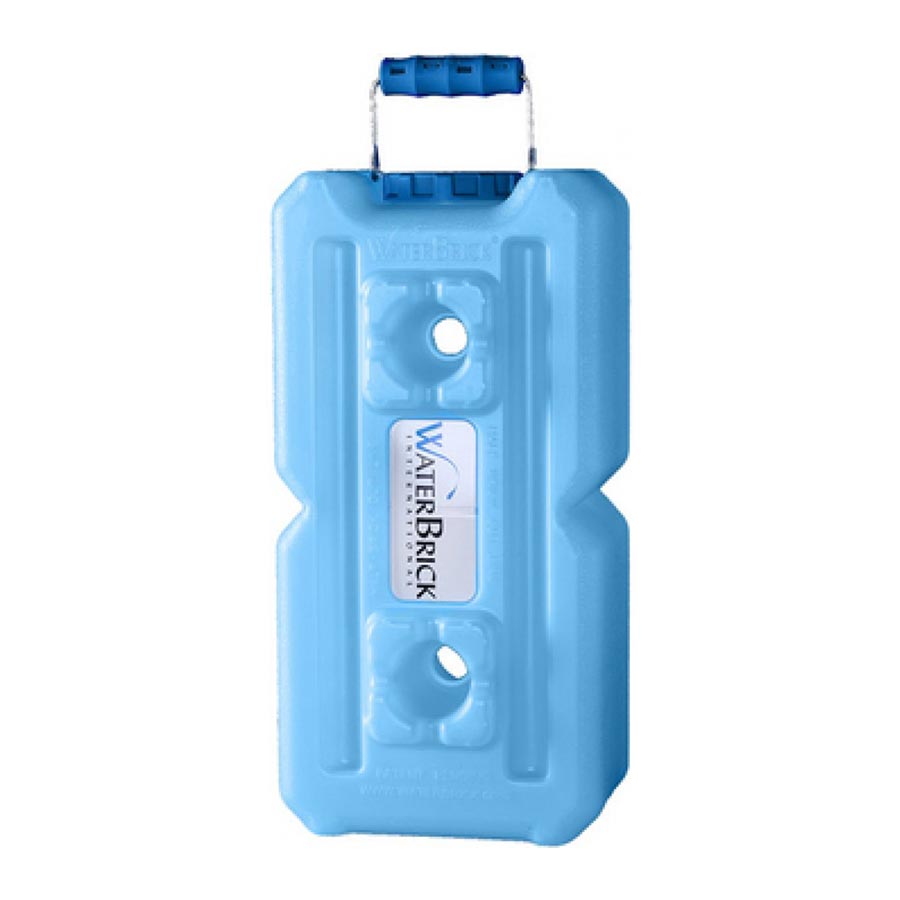 Heaven's Harvest WaterBrick 4 Pack showing four durable, stackable plastic water storage containers with secure lids.