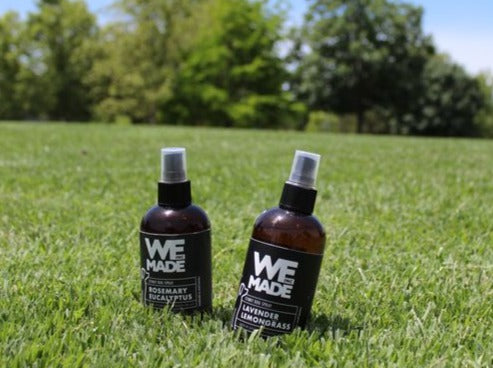 WE Made lavender and lemongrass Stinky Dog Spray bottle with a natural scent for freshening pets.