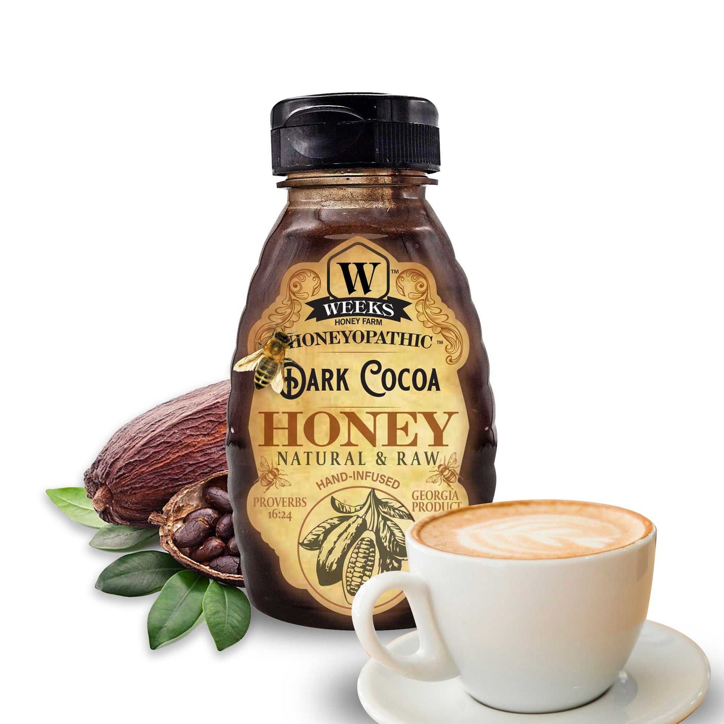 Weeks Honey Farm Reishi Mushroom honey supplement in an 8 oz jar, promoting health and wellness with natural honey and mushroom extract.